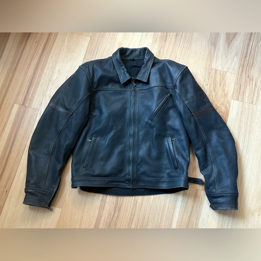 Frank Thomas Club Classic Black Leather Motorcycle Jacket Size UK 48 EUR 58